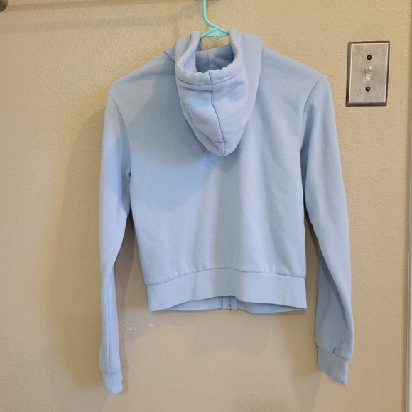 H & M Women Blue Short Hooded Sweatshirt Jacket size Small - Picture 2 of 7